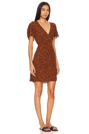 FAITHFULL THE BRAND Farida Mini Dress in Brown