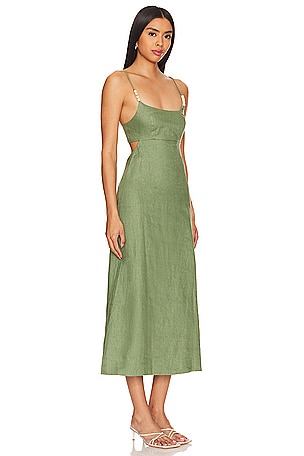 FAITHFULL THE BRAND Regina Midi Dress in Sage