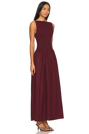 FAITHFULL THE BRAND Margot Midi Dress in Burgundy