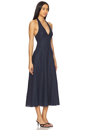 FAITHFULL THE BRAND Marais Midi Dress in Navy