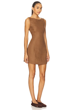 FAITHFULL THE BRAND Lydie Mini Dress in Brown