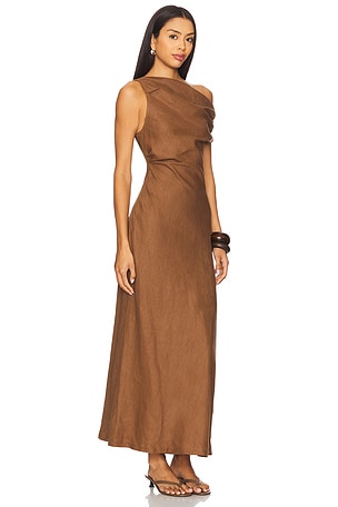 FAITHFULL THE BRAND Suis Midi Dress in Brown