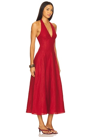 FAITHFULL THE BRAND Marais Midi Dress in Red