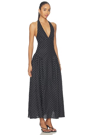 Faithfull the brand vestido midi la cala en color negro, blanco