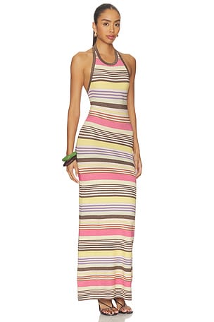 FAITHFULL Nerea Maxi Dress in Brown,Pink. Size XS. Also