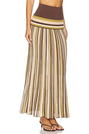 FAITHFULL THE BRAND Citara Skirt in Olive,Brown