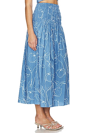 FAITHFULL THE BRAND Baia Midi Skirt in Blue