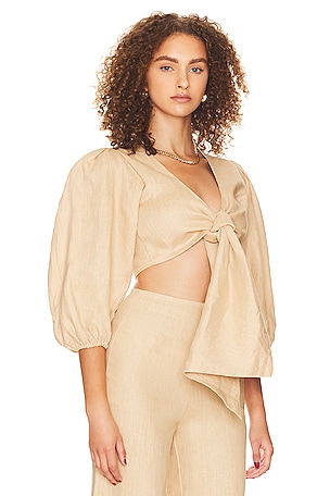 FAITHFULL THE BRAND Ce Soir Top in Beige