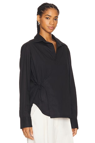 FAITHFULL THE BRAND Alliste Oversized Wrap Shirt in Black