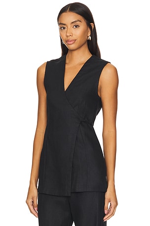 FAITHFULL THE BRAND Lulea Wrap Vest in Black
