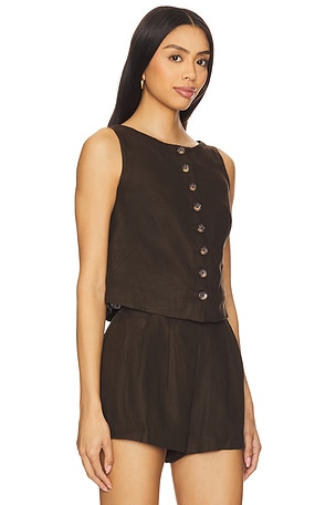 FAITHFULL THE BRAND Elia Top in Chocolate. Size XS. Also