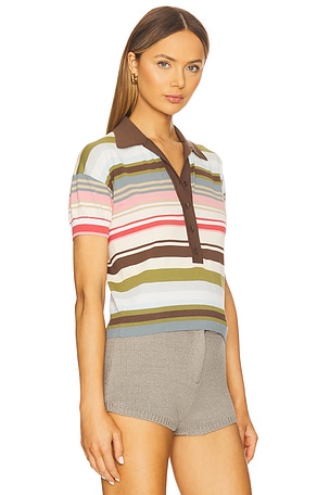 FAITHFULL THE BRAND Sable Polo Shirt in Cream,Green