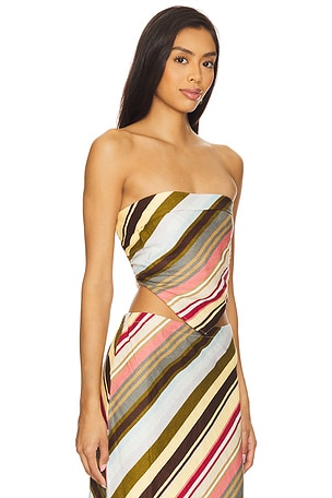 FAITHFULL THE BRAND Antibes Strapless Top in Brown,Olive,Baby Blue