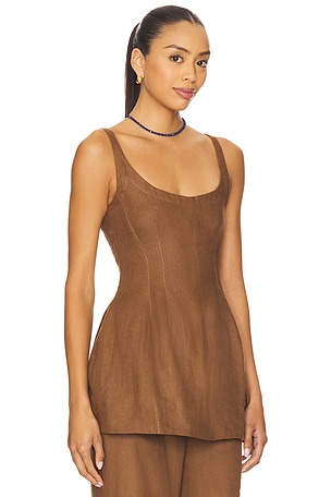 FAITHFULL THE BRAND Syna Top in Brown. Size XS. Also