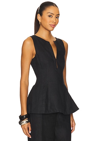 FAITHFULL THE BRAND Melia Top in Black. Size XS. Also