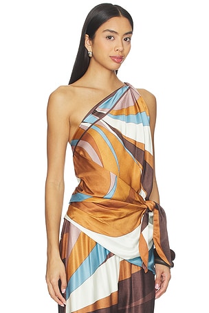 Faithfull the brand sotto knot top en color Chocolate,Naranja