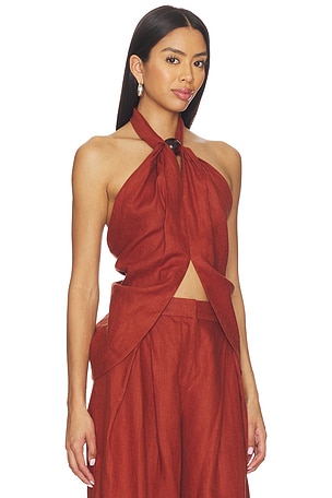 FAITHFULL THE BRAND Biba Halter Top in Brown