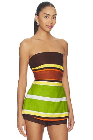 FAITHFULL THE BRAND Solmar Top in Brown,Yellow