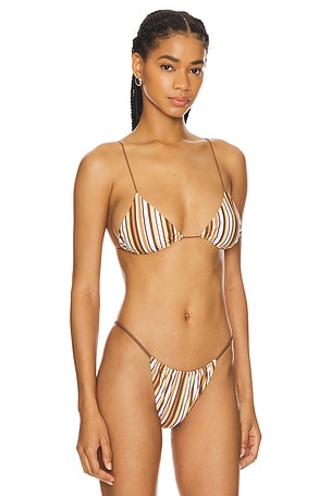 FAITHFULL THE BRAND El a String Bikini Top in Brown