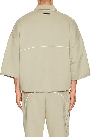 Fear of God ESSENTIALS Active Trace 3/4 Sleeve Modern Polo Sweatshirt in Grey