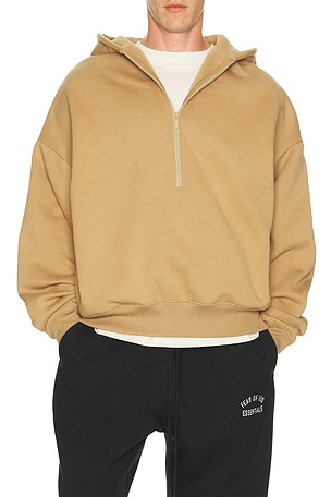 Fear of God ESSENTIALS Property Lounge Half Zip Hoodie in Brown