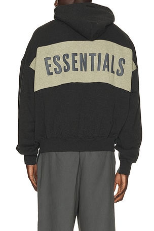 Fear of God ESSENTIALS Cropped Relaxed Panelled Hoodie in Black