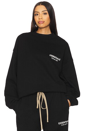 Fear of God ESSENTIALS Fleece Crewneck in Black. Size XXL/2X. Also