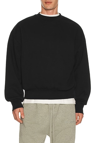 Fear of God ESSENTIALS Fleece Crewneck in Black