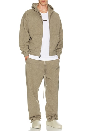 Fear of God ESSENTIALS Classic Fit Fleece Zip Up in Grey