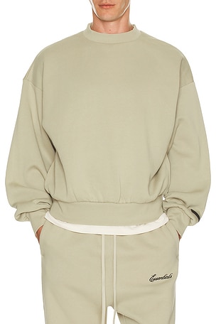 Fear of God ESSENTIALS Classic Fir Fleece Crew Neck Sweater in Grey