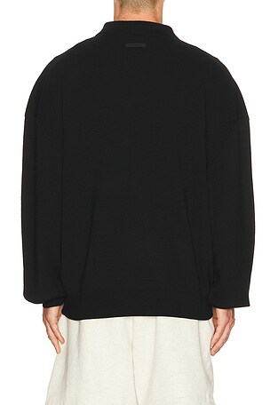 Fear of God ESSENTIALS Signature 90's Knit Polo in Black