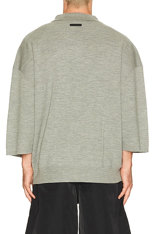 Fear of God ESSENTIALS Signature 3/4 Sleeve 90's Knit Polo in Grey