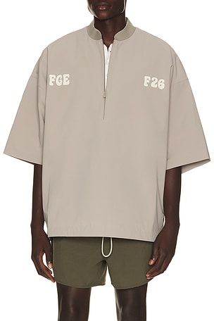 Fear of God ESSENTIALS Half Zip Baseball Shirt in Grey