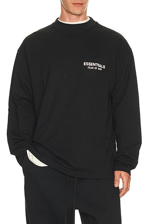 Classic Fit Long Sleeve T-Shirt in Vintage Black / White Fear of God ESSENTIALS