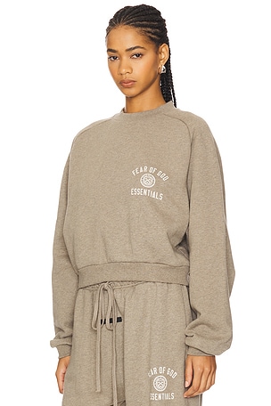 Fear of God ESSENTIALS Cropped Crewneck Sweatshirt in Grey