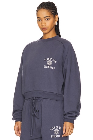 Fear of God ESSENTIALS Cropped Crewneck Sweatshirt in Blue