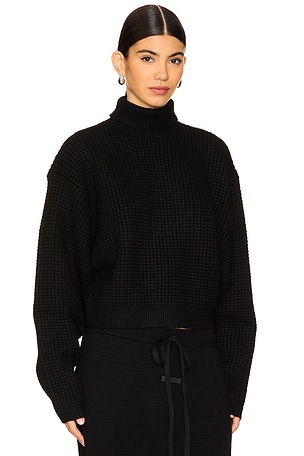 Fear of God ESSENTIALS Cropped Turtleneck Sweater in Black