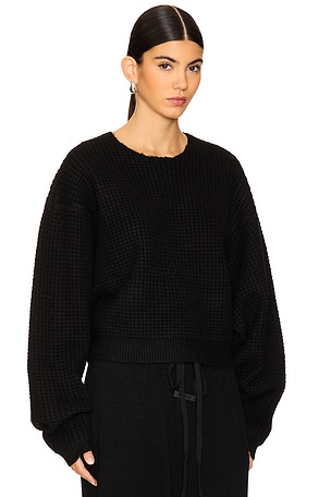 Fear of God ESSENTIALS Cropped Crewneck Sweatshirt in Black