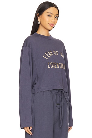 Fear of God ESSENTIALS Cropped Long Sleeve T-Shirt in Blue