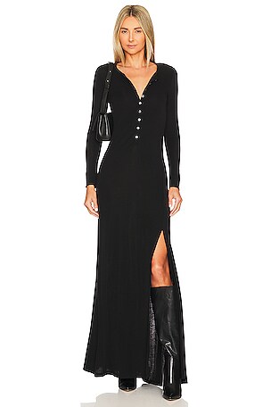 FRAME Henley Maxi Dress in Noir | REVOLVE