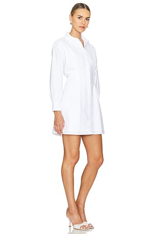 FRAME Pleated Shirt Dress in White