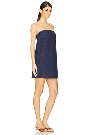 FRAME The Strapless Mini Dress in Blue