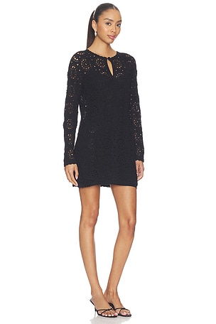 FRAME The Crochet Keyhole Dress in Black