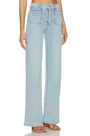 FRAME Le Slim Palazzo Modernist Pocket Long Jeans in Blue