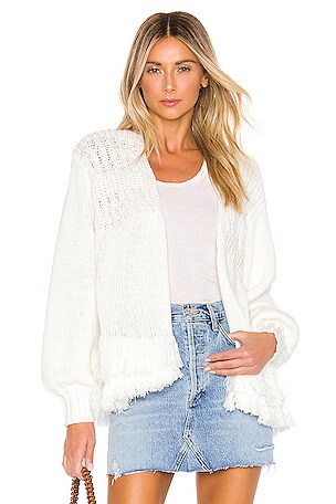 【WHITE 】fringe knit long cardigan BORN LIKE THIS FRINGE DETAIL LONG CARDIGAN – AKIRA