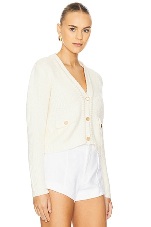 FRAME Double Pocket Cropped Cardi in Ivory