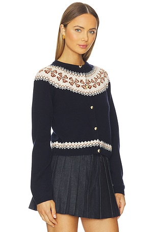 FRAME The Cashmere Fairisle Cardi in Navy