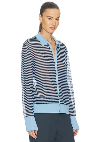 FRAME The Collared Cardi in Blue