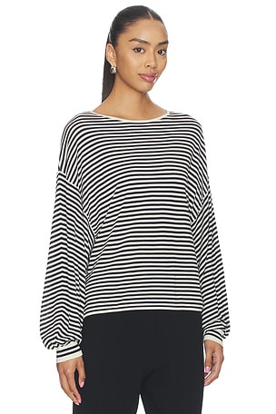 FRAME The Striped Slouchy Sweater in Cream,Black