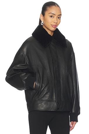 FRAME X Amelia Gray Nightcap Bomber in Black. Size XS. Also